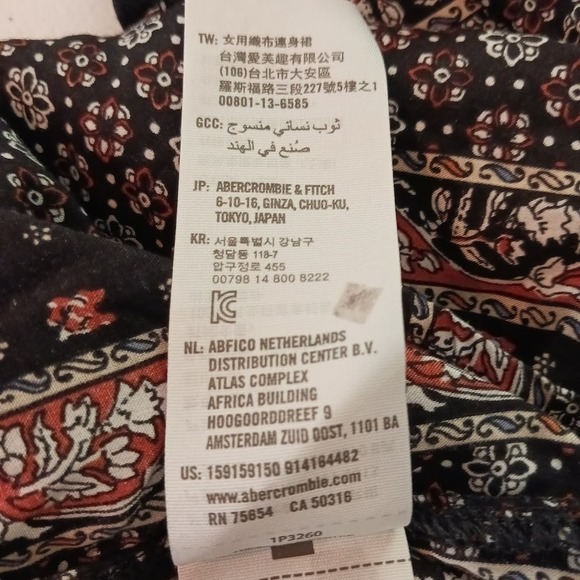 Abercrombie fitch Navy blue & Floral Bell Sleeve Dress Size M Boho Chic - Picture 7 of 9